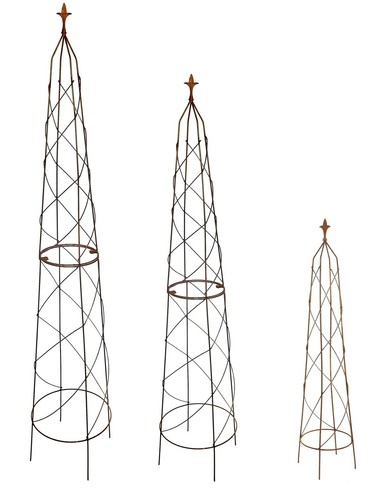 Natural rust garden obelisks - natural,